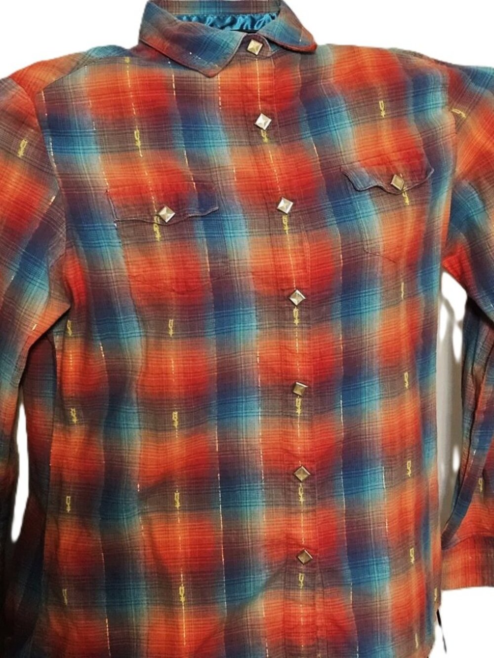 Wrangler multicolor western snap button top size med